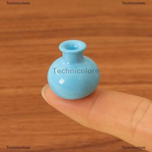 [COD] Technicolore ชุดแจกันทรงเรขาคณิตจำลองขนาดเล็กสำหรับตกแต่งบ้านโมเดลกระถางต้นไม้สีเขียวจัดดอกไม้5ชิ้น1:12