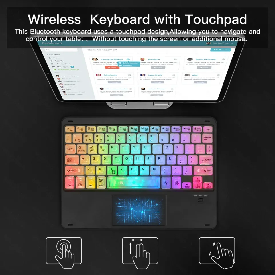 GOOJODOQ Bluetooth Wireless Keyboard Clear Crystal RGB LEDWith Touchpad  English For Phone For iPad Pro Air for Xiaomi Huawei Android Windows |  Lazada PH