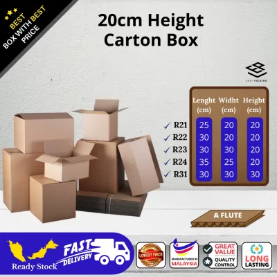 A Flute 5mm ( 20cm Height ) Carton Box Packing Box Packaging Box Paper Box Big Box Small Box Big Box Kotak Carton Box