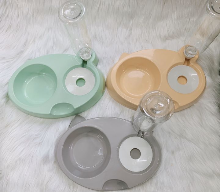 [Hoàn Tiền 10%] bát nhựa đôi hình tai Gấu gắn bình cấp nước tự động cho ...