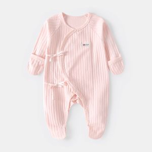 Newborn 0-6months Baby Anti-Scratching Wrap Feet Clothes Infant Soft Cotton Romper Bodysuit Sleepsuit