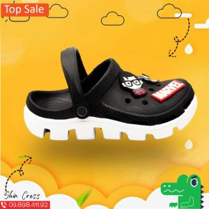 Dép Cross Dute Đen Đế TRắng Full Tag CAo Cấp Tặng Kèm 12 Sticker Giày Quai Ngang Bít Đầu Kiểu Dáng Năng Động Đế Gợn Sóng TRống Trơn Đi Ngoài Trời