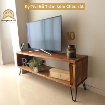 Kệ - Tủ Để Tivi Gỗ Tự Nhiên Chân sắt Haipin Phong Cách Hiện Đại