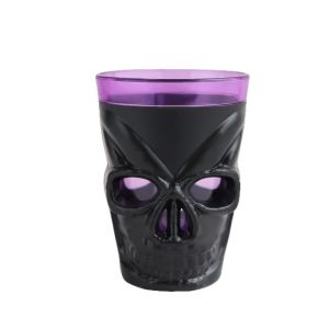 DJDK Flashing Halloween Glowing Skull Cup Double Layer Design LED Light Skull Head Glowing Wine Cup Cool Mini Halloween Drinking Cup Bar