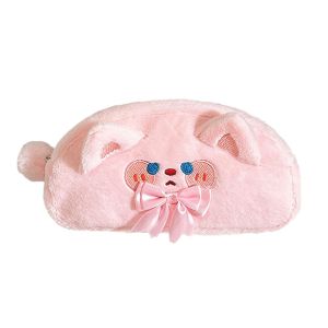 ANNA STORY Cartoon Plush Pencil Case Soft Multifunctional Pen Bag Creative Fluffy Stationery Storage Bag Office