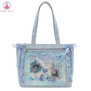 {NEW}Women PU Leather Tote Bag Bow Ribbon Shoulder Bag Transparent Handbag Travel Shopping Bag