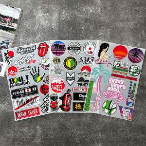 JDM Japanese Wave Style Vinyl Reflective Stickers Waterproof Personalized Decor Exterior Car Motorcycle Scooter Universal Decals Accessories