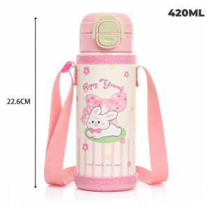 HoneyLion - 316 Stainless Steel Kids Tumbler 500ml Insulated Water Bottle 2-Way Drinking Straw Direct Sip Leakproof BPA Free Cup with Case