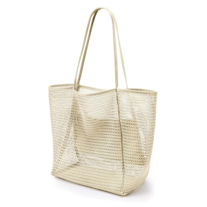 Beach Bag Summer Travel Mesh Tote Bag Large Shoulder Handbag with Inner Zipper Pocket Causal Hobo Pool Bag for Women