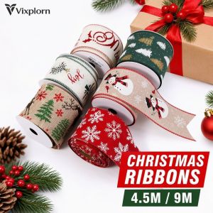 Christmas Ribbon Garland Craft Tape Satin Fabric Wired Edge Tree Decor Gift Wrap Diy Bow