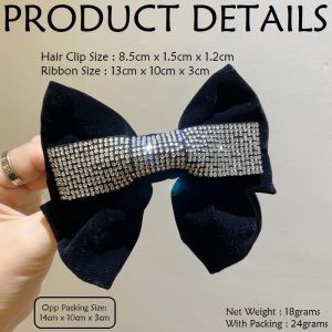 Jepit Rambut Pita Mewah Korean Style Rhinestone Crystal Bow Barrette Hair Clip HCO021