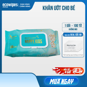Khăn ướt Happy Kids gói 100 tờ không mùi không parabens chuyên dùng cho em bé