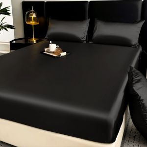 Cooling Silk Summer Bedsheet Washed Satin Silk Sheets Bed Sheet Pillowcase Fully Garterized Fitted Sheet Single Queen King