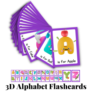 3D Alphabet Flashcards for kids Educational Laminated Flashcards Posters Charts for kids