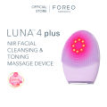 FOREO LUNA 4 Plus tích hợp đèn LED đỏ cận hồng ngoại, công nghệ làm sạch bằng nhiệt Thermo Therapy & mát-xa trẻ hoá da bằng dòng vi điện EMS bảo hành 2 năm. 