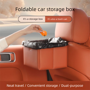 MING1996 แขวน ถังขยะรถยนต์แบบพับได้ ไม่ซึมน้ำ หนัง ถังขยะรถยนต์ กระเป๋าแขวนภายในรถ ประหยัดพื้นที่ กล่องเก็บของเบาะหลังรถยนต์ ที่นั่งหลังรถยนต์