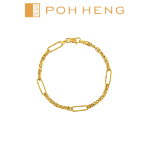 Poh Heng Jewellery 22K Belcher Bead Chain Bracelet in Yellow Gold[Price By Weight]
