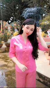 Đồ Lam Đi Chùa Nữ -  Pháp Phục Đi Chùa  Áo Vải Lụa Gấm Cổ Nẹp  Nẹp V Hoa Văn Ẩn Dành Cho Phật Tử - AL007++