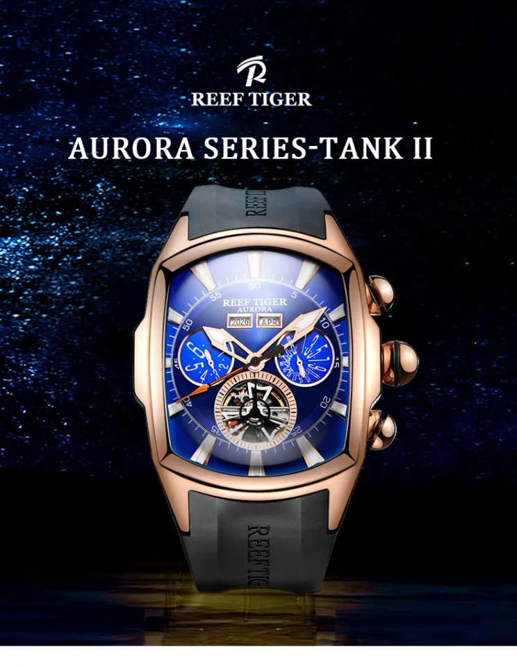 Reef Tiger RT Designer Sport Watches With Tourbillon Stainless