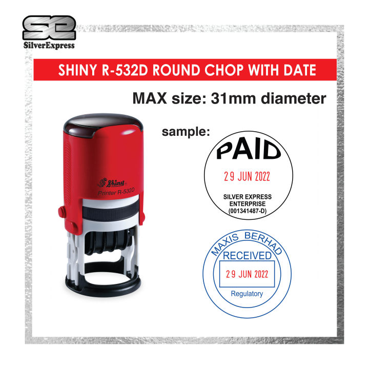 R532D ROUND CHOP WITH DATE ROUND DATE STAMP SHINY R 532D 28