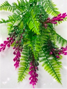 Cụm dương xỉ giả có hoa - Size 27cm - Cây dương sỉ giả hoa lụa decor trang trí rẻ bền đẹp.