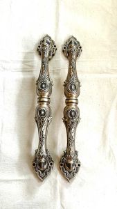 Handle Pintu Rumah Kuningan Motif Telpon Ukir Antik 38 cm 4 Pcs
