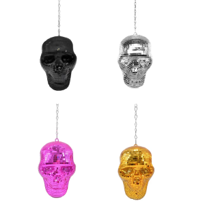 Discos Balls Skull Head Statue Reflective Mirrored Sparkling Hanging Ornament for Festivals Party Halloween Decoration