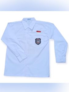 Seragam Sekolah SD Merah Putih Lengan Panjang Lengkap Dengan Logo Dan Bendera Yang Dibordir