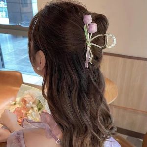 Tulip Hair Clip Metal Hair Claw Tulip Bouquet Hairclips Hairpin Hair Clips Accessories Girl Female