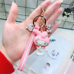 Keychain Kitty Melody Keroppi Badtz Pom Purin Cinnamoroll Kuromi Key Chain Rings Bag Decor Pendant