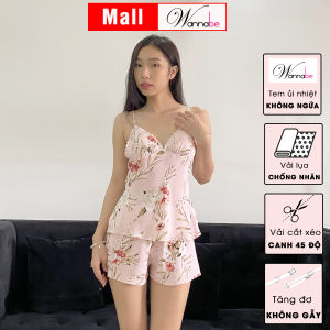 Đồ bộ mặc nhà WANNABE BSS71 bộ sọt hai dây lụa mango mịn mát in hoa trang nhã