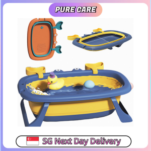【Pure Care】 Foldable Baby Bathtub /Collapsible Anti-Slip Children Bathtub/Adjustable Bathtub