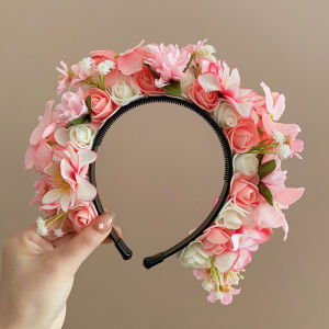 O-New Hairpin Headband Flower Headband Silk Flower Headband Hanfu Accessories Three-dimensional Floral Wreath