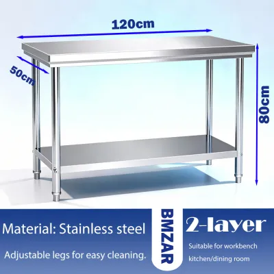 LOADNIX Stainless Steel Work Table Heavy Duty Commercial Kitchen Prep Table Food Preparation Workbench with Storage Shelves for Restaurant Home