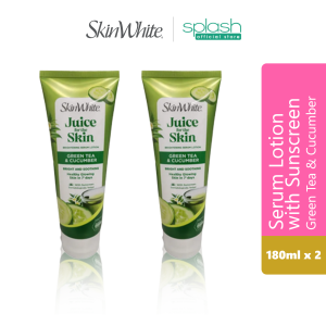 SkinWhite Brightening Serum Lotion with Sunscreen Green Tea & Cucumber 180ml - Set of 2