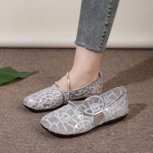 Breathable Mesh Sequin WomenS Loafers 2026 Summer New Slip-On Soft Sole Shoes For Women