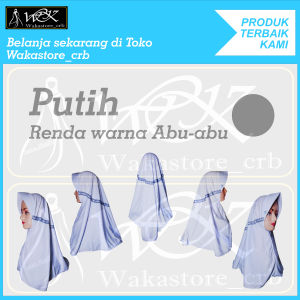 Kerudung sekolah anak hijab sekolah putih renda warna abu-abu tk sd smp sma dewasa serut renda samping warna abu-abu
