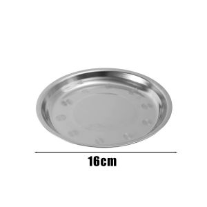 8Pcs Stainless Steel Plate Set Round Shallow Plates BBQ Fried Chicken Barbecue Meat Plate Vegetable Fruit Storage Dishes