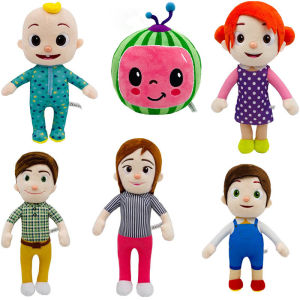 1pcs 15cm-33cm no music Coco Melon Plush Toy Cartoon Family Coco Melon Watermelon JJ Sister Brother Daddy Mummy Stuffed Doll Kids Chritmas Gifts