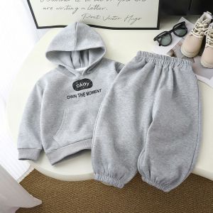 TUmama Bộ Áo Hoodie lông cừu trẻ em đồ thể thao cho trẻ em mùa đông ấm áp trang phục hai mảnh mềm mại và ấm cúng