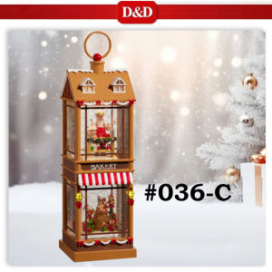 D&D #036 32cm Height Two-Storey Santa Water Lighted Christmas Decoration with Music and Light