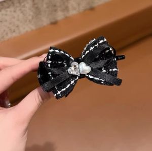 F4 Jepit Rambut Korea Motif Tweed Untuk Cepol Sanggul Love Heart Rhinestone Bowknot Hair Clip HFS007