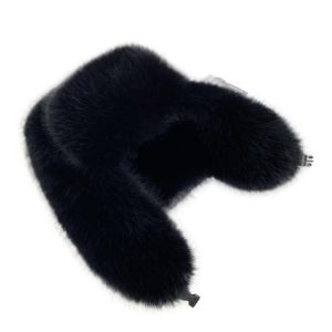 HULEQQI Màu sắc đồng nhất Mũ Lei Feng sang trọng Lông chồn giả Dày hơn Mũ phi công trượt tuyết Thời trang Chống gió Mũ tai Nam giới