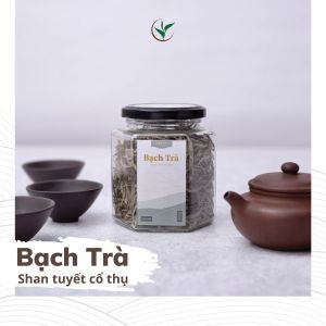Hũ Bạch Trà Shan Tuyết Cổ Thụ Hà Giang Vụ Xuân Trà Hảo Hạng Thiện Tài Búp Trà Lọ Thủy Tinh 70g Quà Tặng