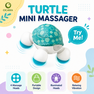 (Random Color) OGAWA Turtle Mini Head Neck Hand Powerful Portable Electronic Massager Mini Electric Massager Handheld Muscle Vibrating