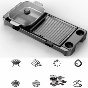 Bếp lẩu nướng 2 trong 1 cao cấp phủ Teflon chống dính 3 lớp EB-8801 công suất hai bếp 2200W hai khay lẩu nướng chất liệu nhôm đúc dễ dàng tháo rời về sinh (Bảo hành 12 tháng)