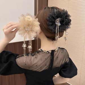 N33GVC3Q Peony Flower Grasping Clip Mesh Butterfly Flower Hairgrips Fashion Plastic Hair Clip Hair Accessories