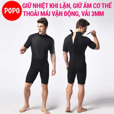 Bộ đồ lặn biển liền thân 3mm cho nam POPO MY057 vải Neoprene co giãn giữ nhiệt chống tia UV