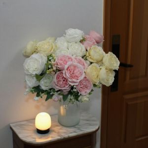 LIVELYN Mini Bông Hoa Hạnh Phúc Thực Sự 5 Đầu Quà tặng ảnh  Hoa Ngày Valentine  7 màu sắc Hoa hồng trang trí Đồ trang trí nhà cửa