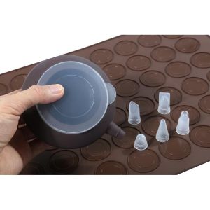 Macaron Silicone Mat Non-Stick Silicone Macaron Baking Mold Set 48 Capacity Macaroon Kit with Cake Decorating Supplies